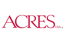 Acres USA logo in red font