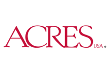 Acres USA logo in red font