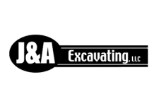 B&A Excavating logo in black and white