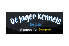 Logo for DeJager Kennels conveying a message puppy for everyone