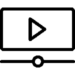 Black outline icon of a video player screen representing video marketing